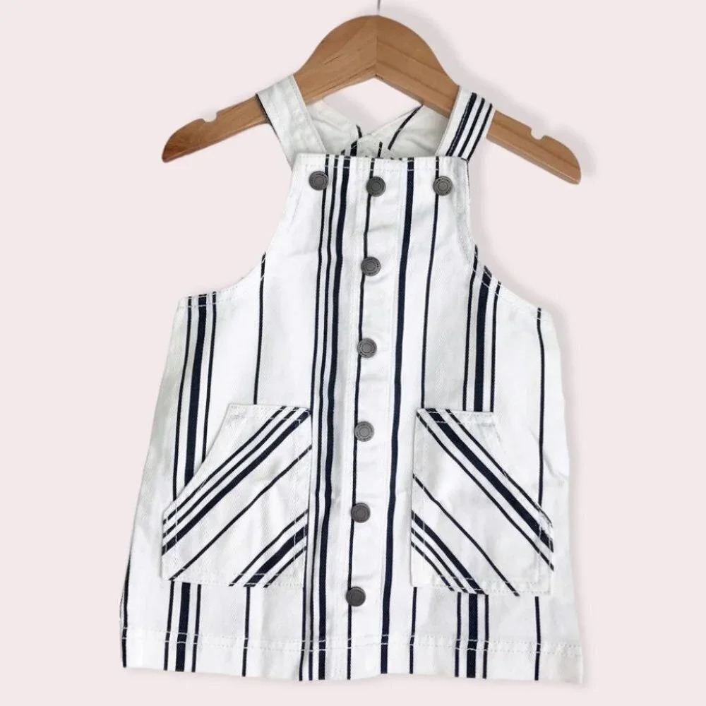 NWT Habitual Girl jumper dress white‎ denim black stripe size 18 months
